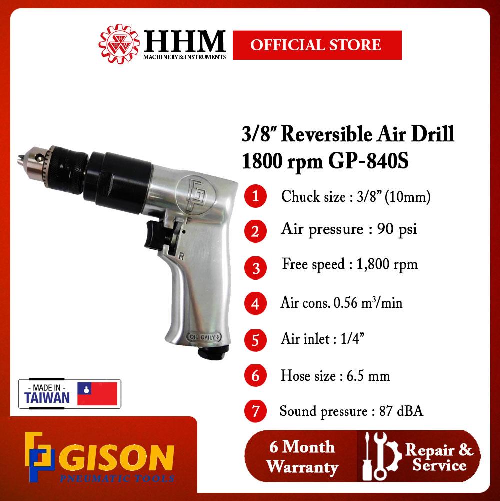 GISON 3/8″ Reversible Air Drill (1800 rpm) (GP-840S)