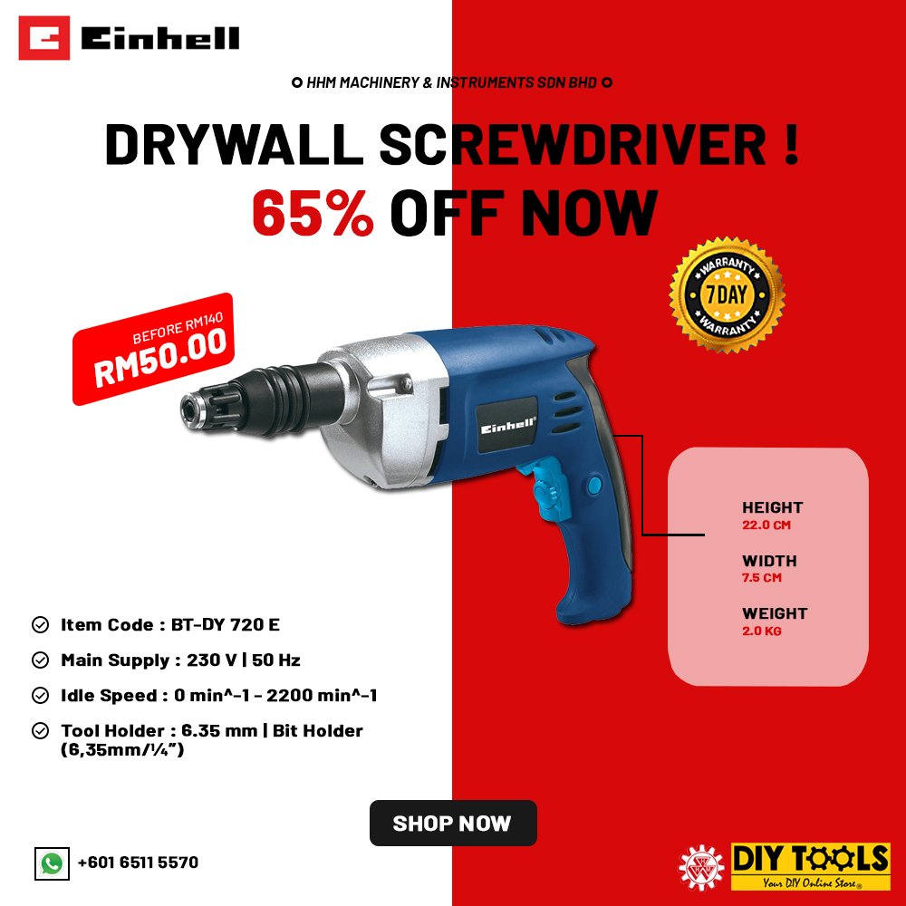 EINHELL Drywall Screwdriver (BT-DY 720 E)