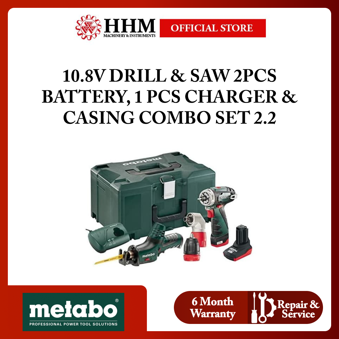 METABO 10.8V DRILL & SAW 2PCS BATTERY, 1 PCS CHARGER & CASING COMBO SET 2.2
