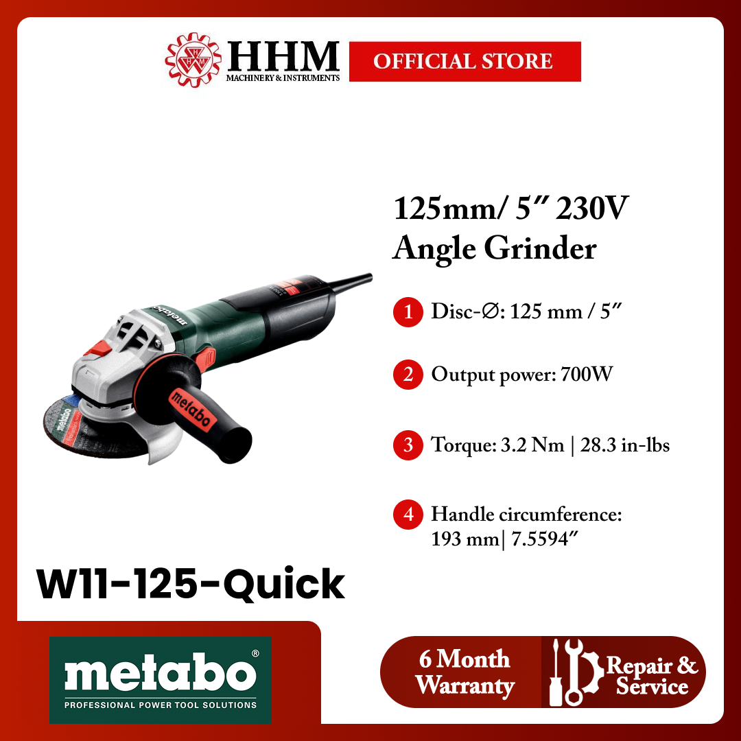 METABO 125mm/ 5″ 230V Angle Grinder W11-125-QUICK