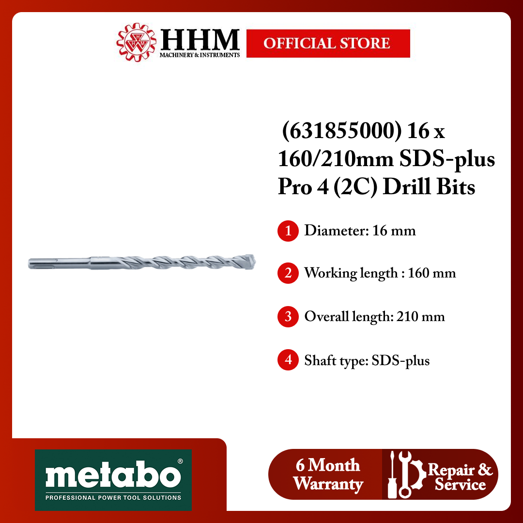 METABO (631855000) 16 x 160/210mm SDS-plus Pro 4 (2C) Drill Bits