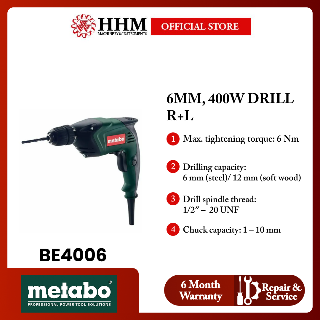 METABO 6MM, 400W DRILL R+L, BE 4006