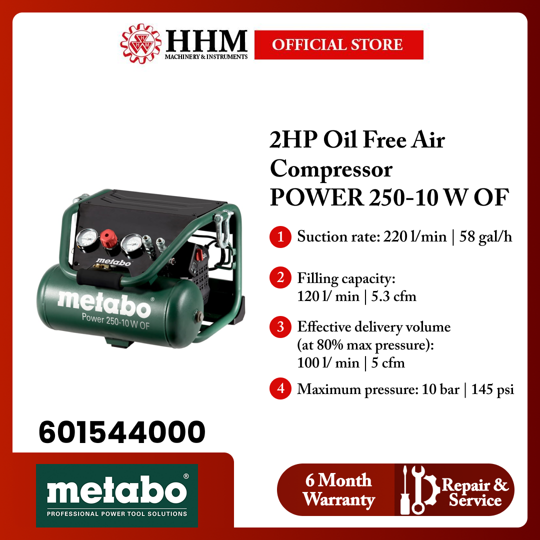 METABO 2HP Oil Free Air Compressor POWER 250-10 W OF