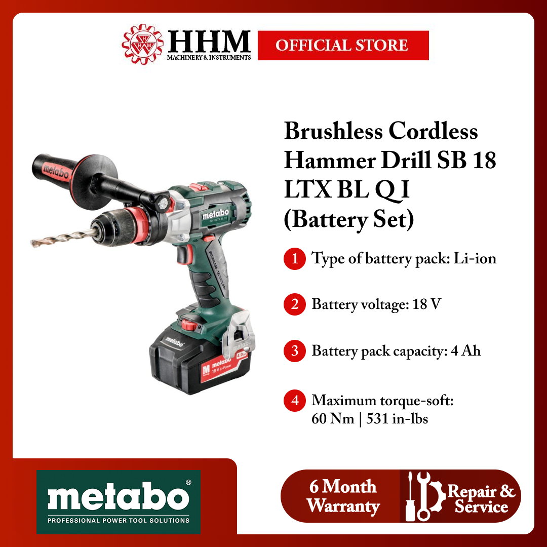 METABO Brushless Cordless Hammer Drill SB 18 LTX BL Q I (Battery Set)