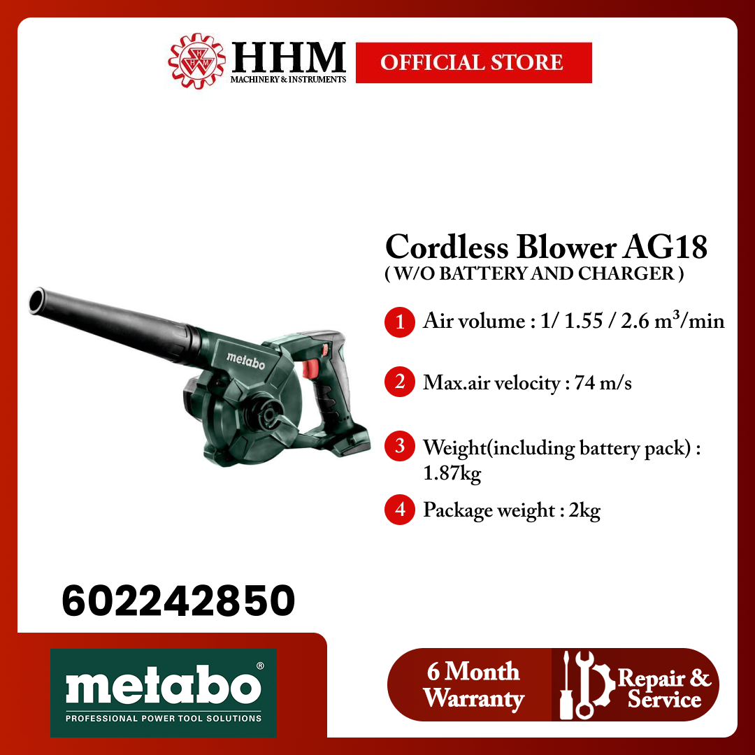 Metabo Cordless Blower AG18 ( W/O BATTERY AND CHARGER )