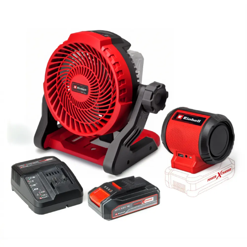 [SPECIAL COMBO SET] EINHELL 18V Cordless Fan and Cordless Speaker c/w 2.5 Ah Starter Kit