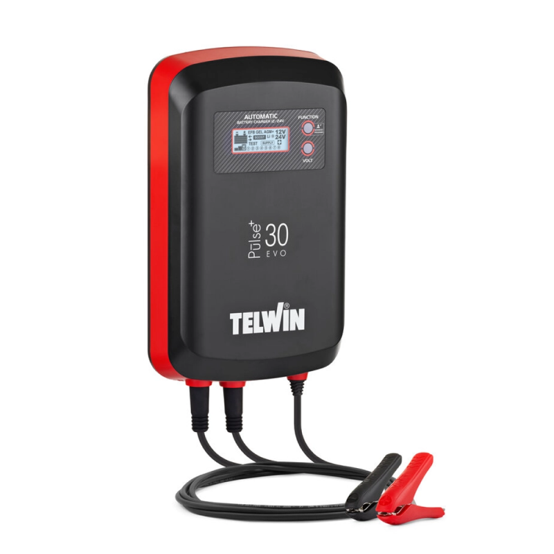 TELWIN 27A 12-24V Compact Auto Battery Charger PULSE 30 EVO, 369W 230V (5-400AH)